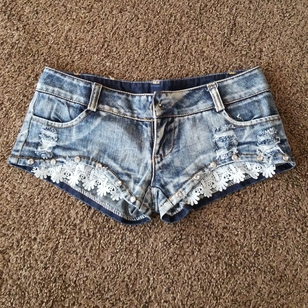 Sexy Studded Unique Jean Shorts